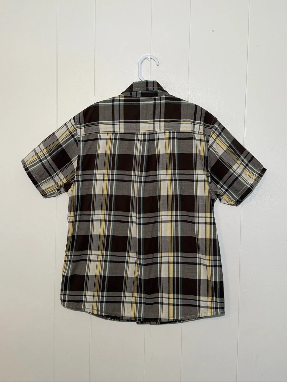 Gymboree Brown and Yellow Plaid Short-Sleeve Button-Down Shirt
